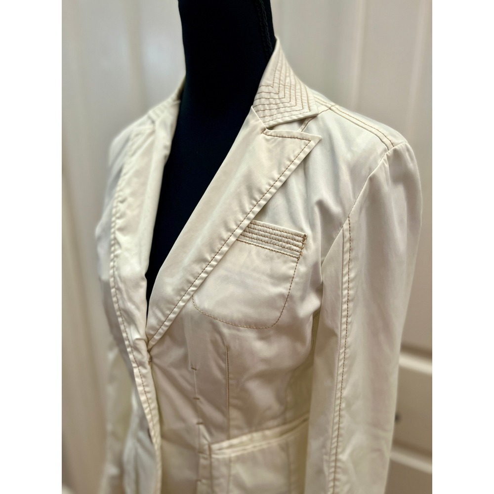 Vintage Millard Fillmore CA Jacket XS White Cotton Blazer VW Bug Van Lining